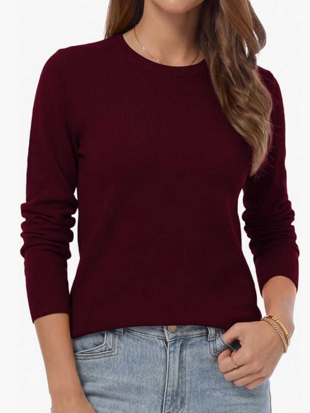 Burgundy Lightweight Long Sleeve Knit Sweater Size XL